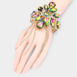 Multi-Color Crystal Cuff Fringe Bracelet | Crystal Arm Cuff with Fringe