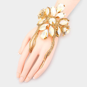 Light Topaz Crystal Cuff Fringe Bracelet | Crystal Arm Cuff with Fringe