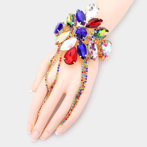 Multi-Color Crystal Cuff Fringe Bracelet | Crystal Arm Cuff with Fringe