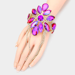 Purple AB Crystal Cuff Fringe Bracelet | Crystal Arm Cuff with Fringe