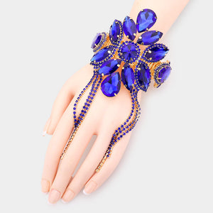 Sapphire Crystal Cuff Fringe Bracelet | Crystal Arm Cuff with Fringe