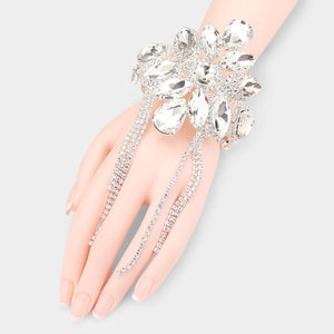 Clear Crystal Cuff Fringe Bracelet | Crystal Arm Cuff with Fringe