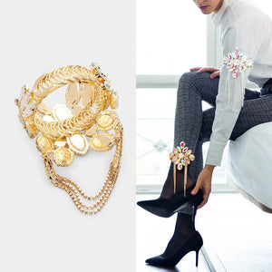 AB Crystal Marquise Stone Cuff Bracelet on Gold | Crystal Arm Cuff | 477999