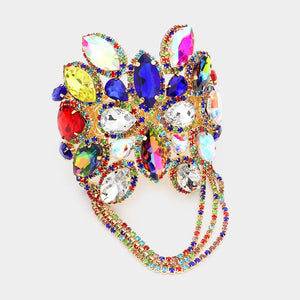 Multi-Color Crystal Marquise Stone Cuff Bracelet | Crystal Arm Cuff