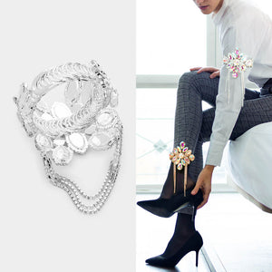 Clear Crystal Marquise Stone Cuff Bracelet  | Crystal Arm Cuff | 478002