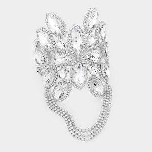 Clear Crystal Marquise Stone Cuff Bracelet | Crystal Arm Cuff