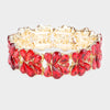 Dark Red Crystal Teardrop Cluster Stretch Pageant Bracelet on Gold | Prom Bracelet