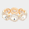Clear Crystal Teardrop Stretch Pageant Bracelet on Gold | Prom Bracelet |  564905