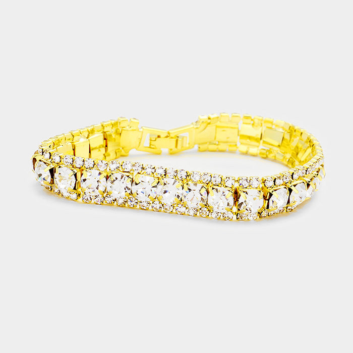 Clear Stretch Bracelet on Gold 