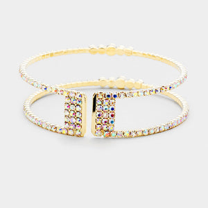 AB Crystal Surround Cut Out Cage Pageant Bracelet on Gold  | Pageant Jewelry | 398398