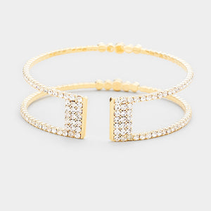 Clear Crystal Surround Cut Out Cage Pageant Bracelet on Gold  | Pageant Jewelry | 398396