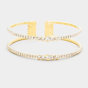 Crystal Surround Cut Out Cage Pageant Bracelet on Gold
