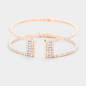 Crystal Surround Cut Out Cage Pageant Bracelet on Rose Gold | Pageant Jewelry | 413969