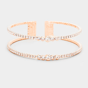 Crystal Surround Cut Out Cage Pageant Bracelet on Rose Gold