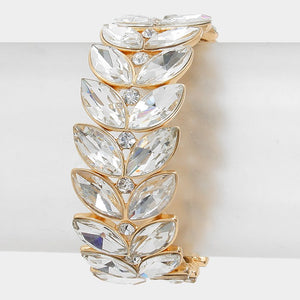 Clear Crystal Laurel Stretch Bracelet on Gold