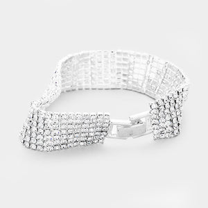7 Row Clear Crystal Rhinestone Pageant Bracelet | Prom Bracelet | 389800