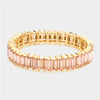 Rectangle Peach Crystal Stone Stretch Pageant Bracelet | Evening Bracelet