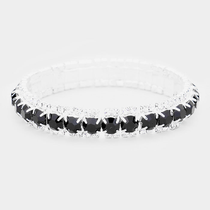 Black Crystal Stretch Bracelet 