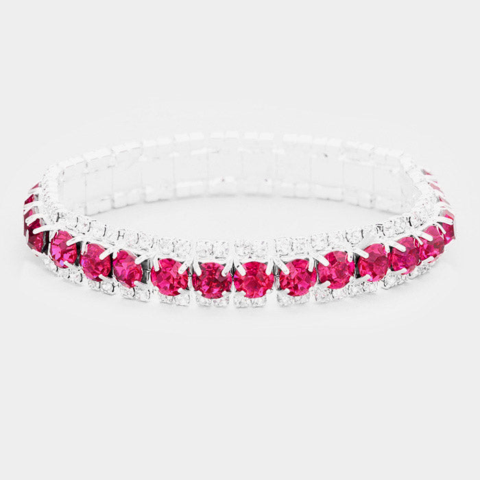 Fuchsia Crystal Stretch Bracelet