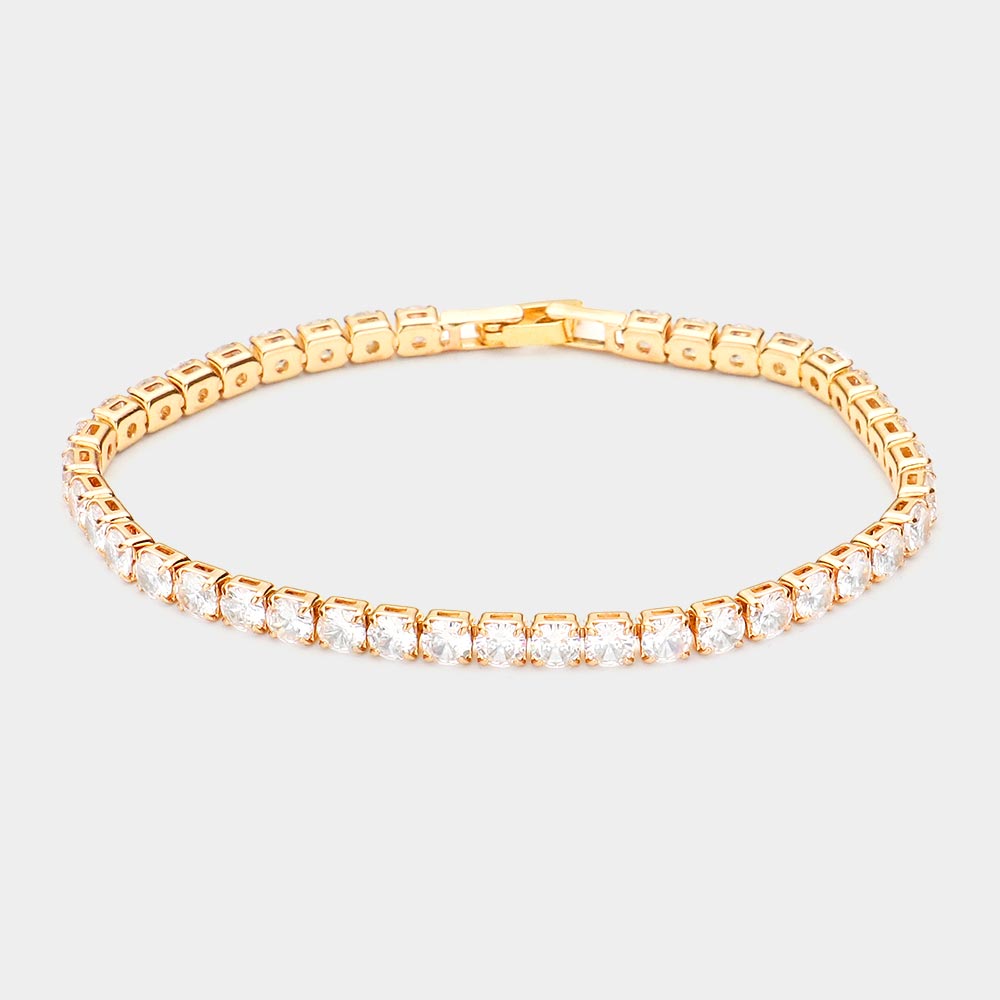 Clear Crystal on Gold Tennis Bracelet