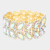 AB Crystal Marquise Stone Stretch Pageant Bracelet on Gold | Large Bracelet | 558317