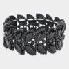 Black Crystal Marquise Stone Stretch Pageant Bracelet  | Large Bracelet