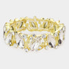 Clear Crystal Marquise Stone Stretch Pageant Bracelet on Gold| Prom Bracelet
