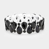 Double Row Black Crystal Teardrop Stretch Bracelet 