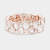  Double Row Clear Crystal Teardrop Stretch Bracelet on Rose Gold