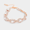 Clear Crystal Rhinestone Oval Stone Pageant Bracelet on Rose Gold | Evening Bracelet 