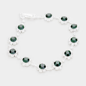 Emerald Round Crystal Rhinestone Rosette Evening Bracelet |  412374