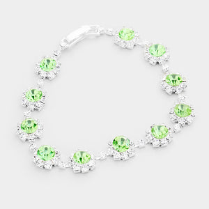 Green Round Crystal Rhinestone Rosette Evening Bracelet | 192334