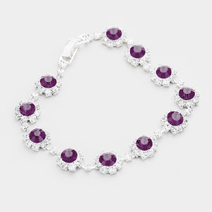 Purple Round Crystal Rhinestone Rosette Evening Bracelet | 192335