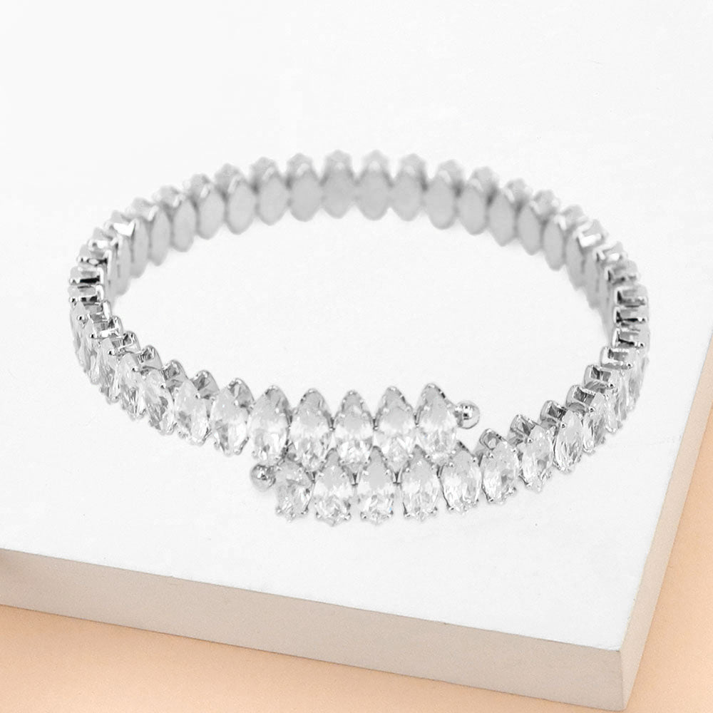 Adjustable Clear Marquise Stone Pageant Bracelet  | Prom Bracelet