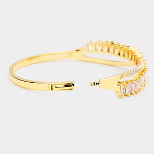 CZ Cubic Zirconia Wavy Pageant Bracelet on Gold | Prom Bracelet | 488150