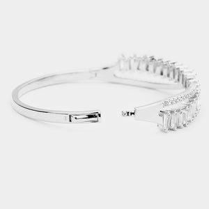 CZ Cubic Zirconia Wavy Pageant Bracelet on Silver | Prom Bracelet | 488149