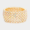AB Crystal Round Rhinestone Stretch Pageant Bracelet on Gold | Pageant Jewelry