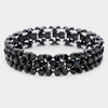 3 Row Black Crystal Stretch Prom Bracelet | Pageant Bracelet