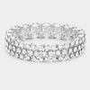3 Row AB Crystal Stretch Prom Bracelet | Pageant Bracelet