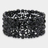 Wide Round Stone Jet Black Crystal Stretch Bracelet | Pageant Jewelry