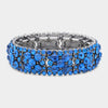 Blue Crystal Bubble Cluster Stretch Pageant Bracelet | Costume Jewelry