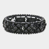 Jet Black Crystal Bubble Cluster Stretch Pageant Bracelet  | Costume Jewelry