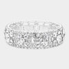 Clear Crystal Bubble Cluster Stretch Pageant Bracelet | Costume Jewelry