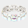 AB Crystal Multi Stone Cluster Stretch Pageant Bracelet | Prom Bracelet