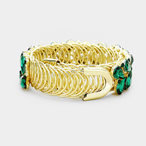 Crystal Emerald Teardrop Adjustable Pageant Bracelet | Prom Bracelet | 396004