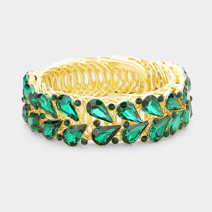 Crystal Emerald Teardrop Adjustable Pageant Bracelet | Prom Bracelet | 396004