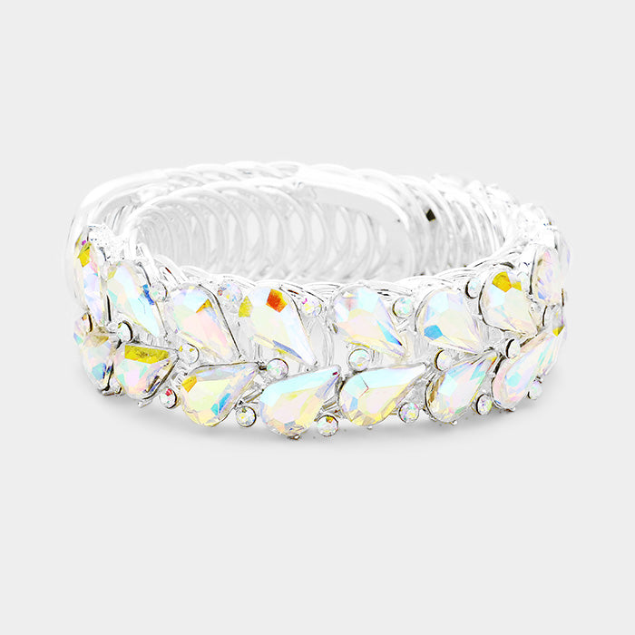 Crystal AB Teardrop Adjustable Pageant Bracelet | Prom Bracelet