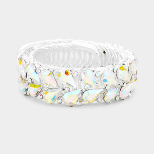 Crystal AB Teardrop Adjustable Pageant Bracelet | Prom Bracelet