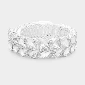Crystal Clear Teardrop Adjustable Pageant Bracelet | Prom Bracelet