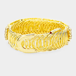 Clear Rhinestone Stretch Bracelet on Gold | Prom Bracelet | Pageant Bracelet | 452232
